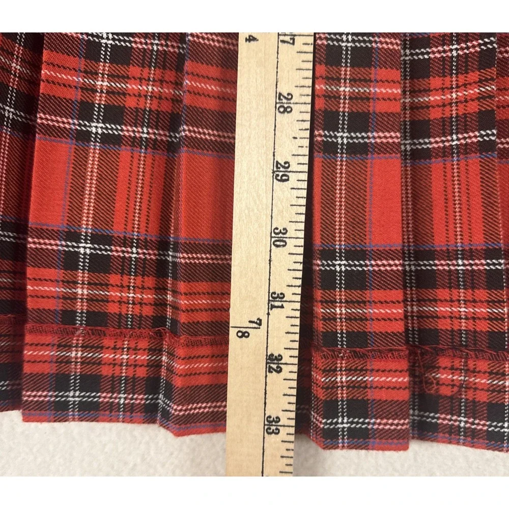 VTG Plaid Wrap Skirt SZ 8‎ Red 90s Academia Tartan Heritage Union Made Gold - Picture 13 of 15